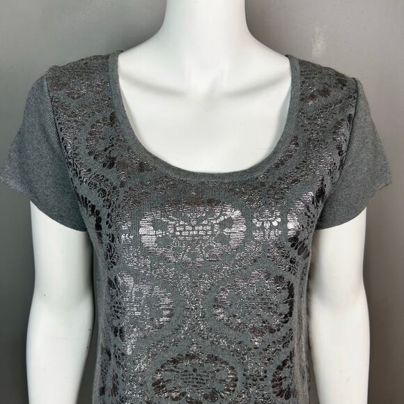 Anthropologie Moth sweater small gray metallic fairy holiday royal cotton - Picture 3 of 10